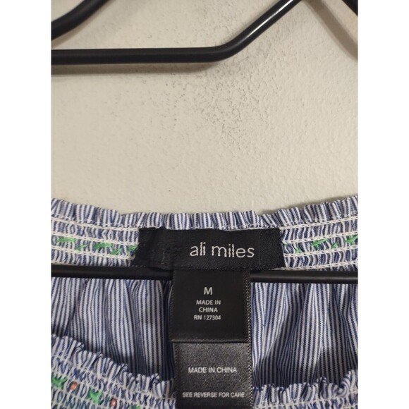 Ali Miles Top Embroidered 3/4 Sleeve Women's Size Medium Cotton - Picture 2 of 7